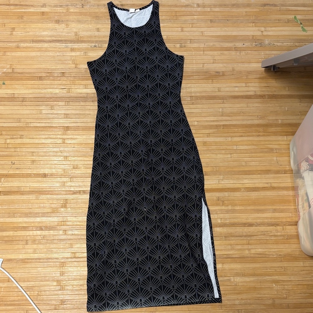 Roxy Black Geometric Midi Dress